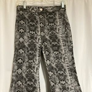 We The Free Snakeskin Pattern Bell Bottom Jeans